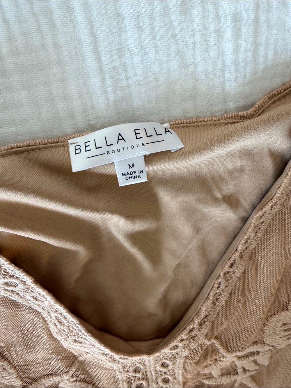 Bella Ella Boho Lace Midi Dress in Nude Blush - Picture 5 of 11